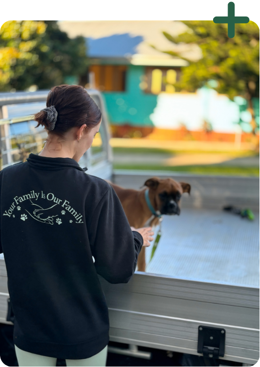 Woman and english bull dog