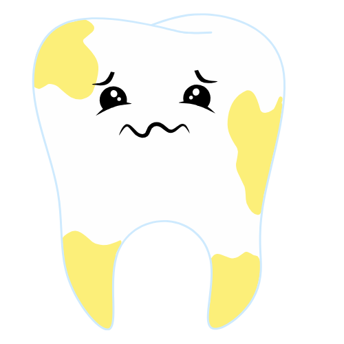 tooth covered in yellow tartar