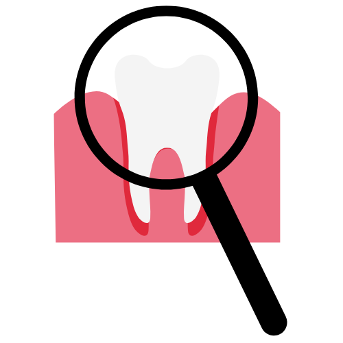 magnifying glass over gums